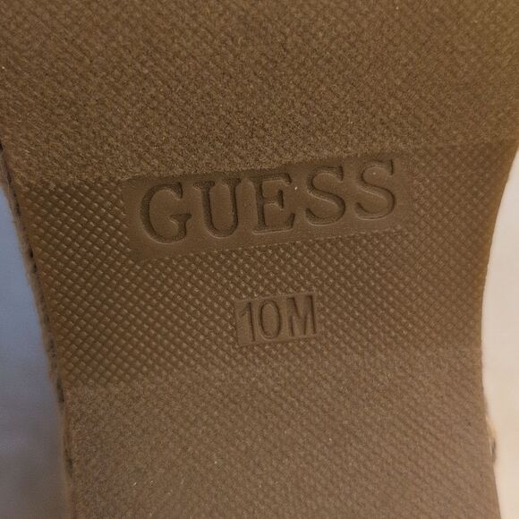 NEW Guess Espadrille Platform Slide Sandals Monogram Brown Size 10 - Picture 6 of 8